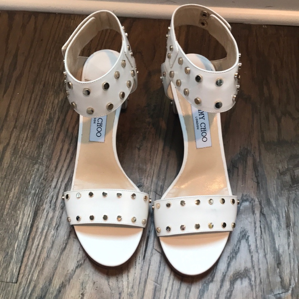 Jimmy Choo leather studded block heel sandal